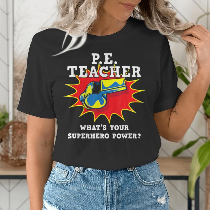 PE Physical Education Teacher Superhero Power School Women's T-Shirt, Pe Teacher Shirts, funny gift