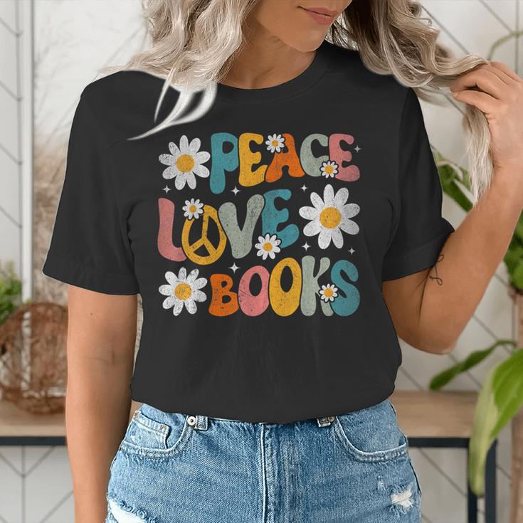 Peace Love Books Bookworm Librarian Reading Teacher Groovy Women's T-Shirt, Groovy Teacher Shirts, funny gift Peace Love Books Bookworm Librarian Reading Teacher Groovy Women's T-Shirt, Groovy Teacher Shirts, funny gift