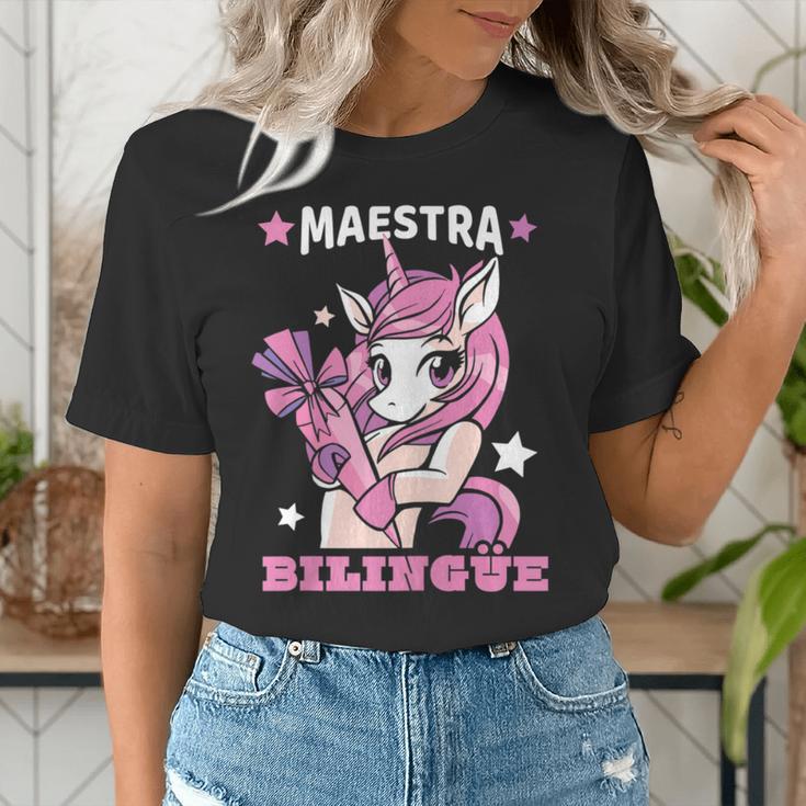 Pink Unicorn Spanish Teacher Regalos Para Bilingue Teacher Women's T-Shirt, funny gift Pink Unicorn Spanish Teacher Regalos Para Bilingue Teacher Women's T-Shirt, funny gift