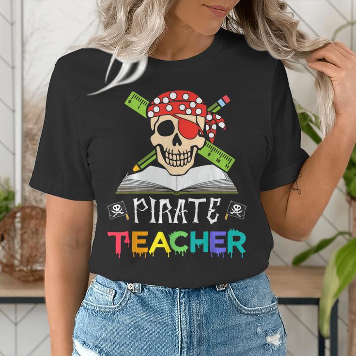 Pirate Teacher Halloween Skull Adult Women's T-Shirt, funny gift Pirate Teacher Halloween Skull Adult Women's T-Shirt, funny gift