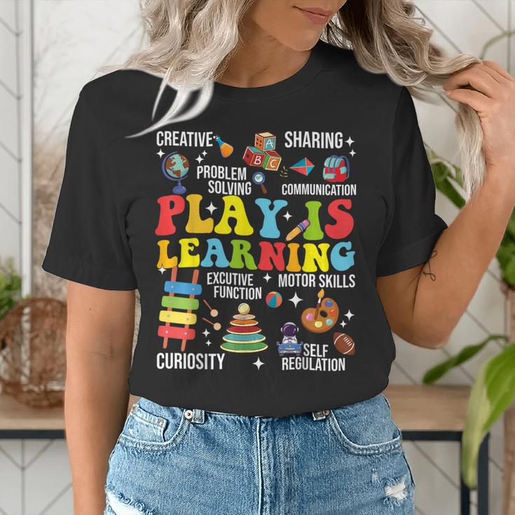Play Is Learning Kindergarten Preschool Teacher Appreciation Women's T-Shirt, funny gift