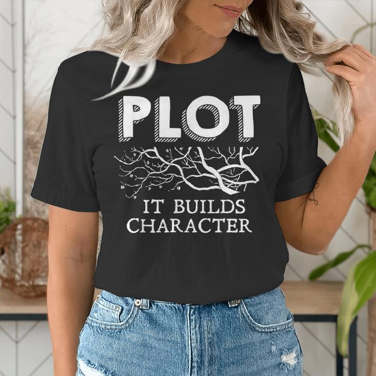 Plot It Builds Character Book Reading Teacher Women's T-Shirt, funny gift Plot It Builds Character Book Reading Teacher Women's T-Shirt, funny gift