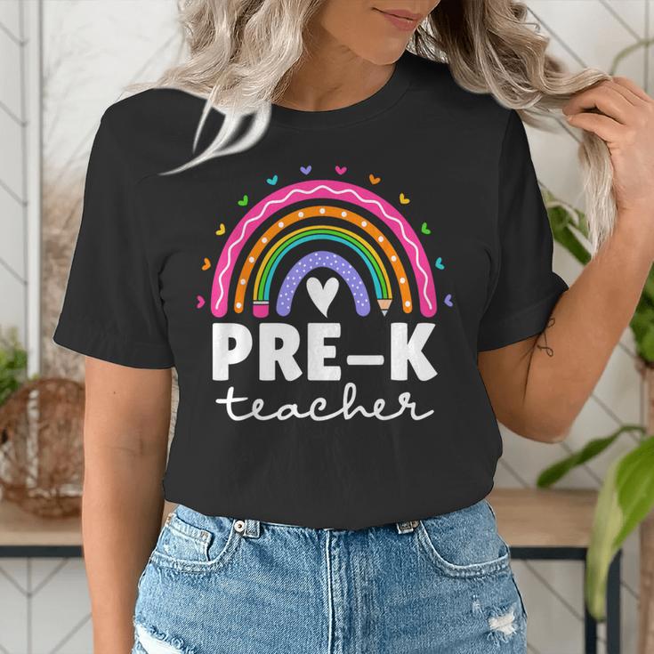 Pre-K Teacher Cute Pre Kindergarten For Teachers Rainbow For Men Women Kids Women's T-Shirt, funny gift