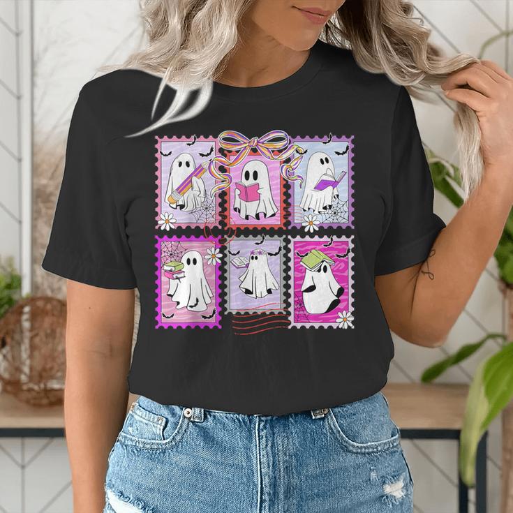 Preppy Spooky Teacher Halloween Ghost Coquette Bow Autumn Women's T-Shirt, funny gift Preppy Spooky Teacher Halloween Ghost Coquette Bow Autumn Women's T-Shirt, funny gift