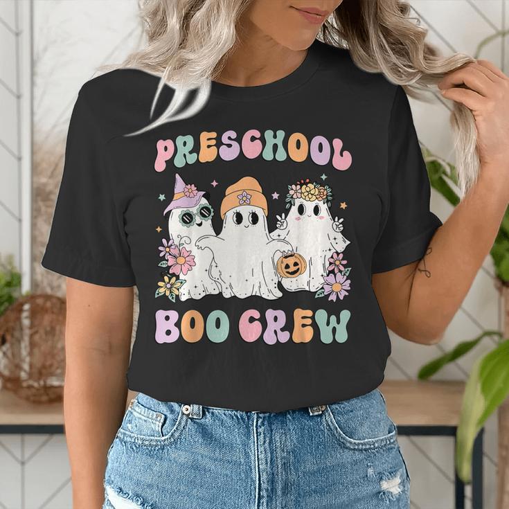 Preschool Boo Crew Groovy Halloween Floral Ghost Teacher Men Women Kids Women's T-Shirt, Groovy Teacher Shirts, funny gift Preschool Boo Crew Groovy Halloween Floral Ghost Teacher Men Women Kids Women's T-Shirt, Groovy Teacher Shirts, funny gift