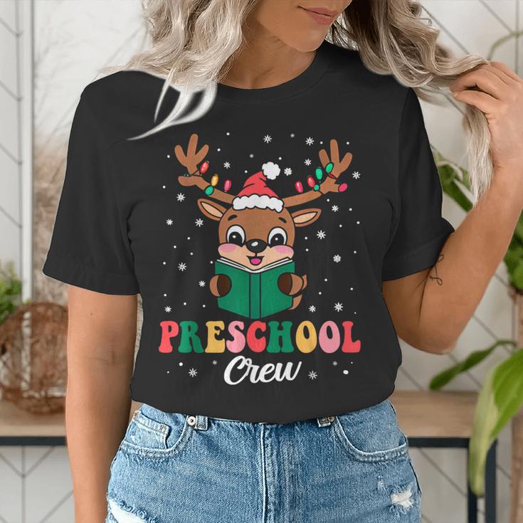 Preschool Crew Xmas Reindeer Teacher Student Christmas Women's T-Shirt, funny gift