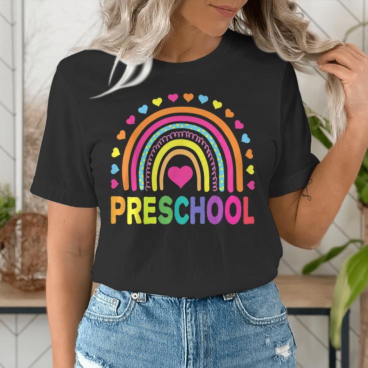 Preschool Rainbow Girls Boys Kids Teacher Back To School Women's T-Shirt, funny gift