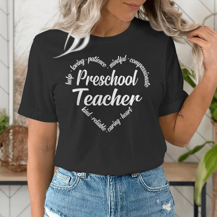 Preschool Teacher Heart Word Cloud Women's T-Shirt, funny gift
