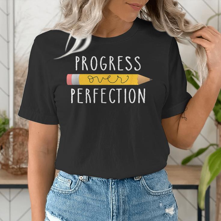 Progress Over Perfection Motivational Teacher Tee Women's T-Shirt, funny gift