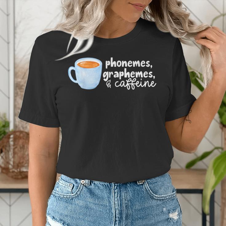 Reading Interventionist Specialist Teacher Phonemes Graphemes And Caffeine Reading Intervention -Adults Classic Fit Short Sleeve Women's T-Shirt, funny gift Reading Interventionist Specialist Teacher Phonemes Graphemes And Caffeine Reading Intervention -Adults Classic Fit Short Sleeve Women's T-Shirt, funny gift