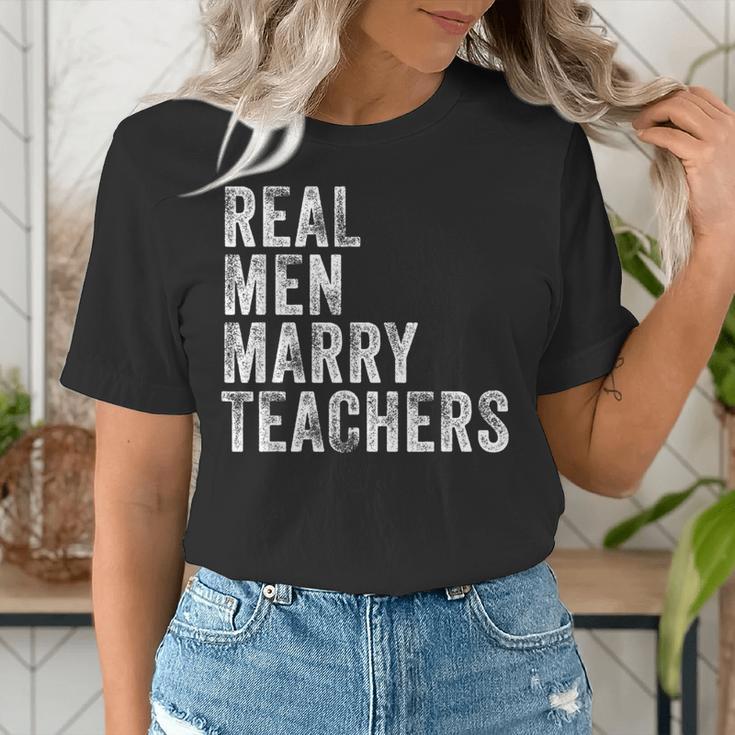 Real Men Marry Teachers Future Husband Wife Engagement Women's T-Shirt, funny gift