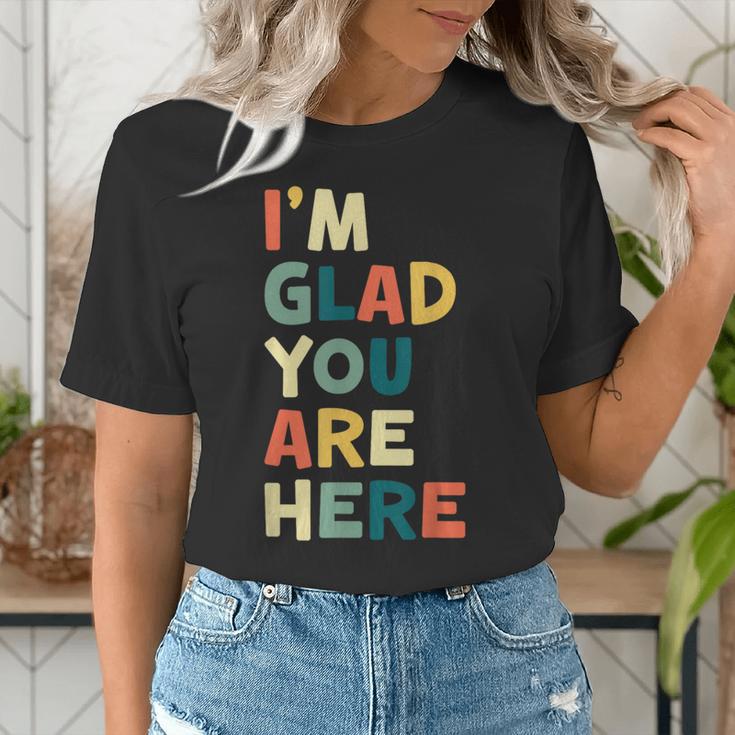 Retro I’m Glad You Are Here Women Men Teacher Women's T-Shirt, funny gift Retro I’m Glad You Are Here Women Men Teacher Women's T-Shirt, funny gift