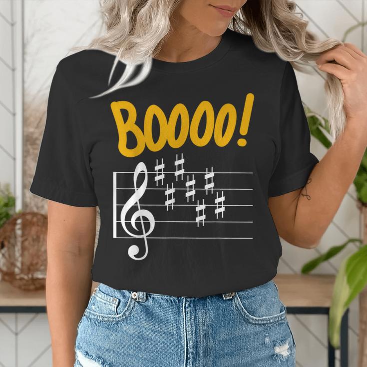 Scary Key Signature Boo Music Halloween Musician Teacher Men Women Women's T-Shirt, funny gift