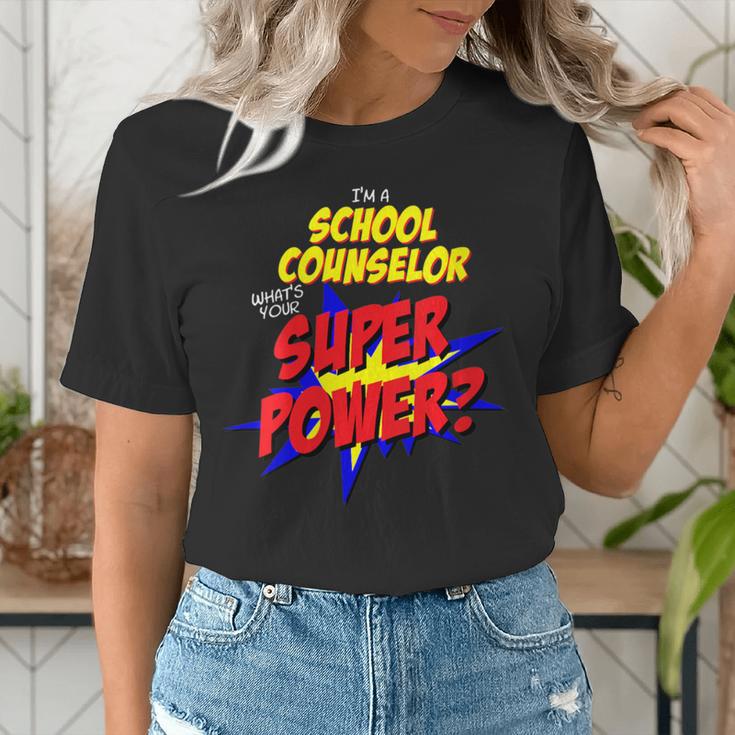 School Counselor Teacher Superhero Superpower Comic Book Women's T-Shirt, funny gift