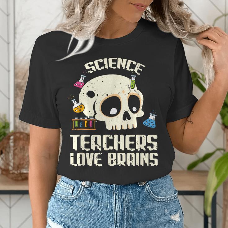 Science Teachers Love Brains Teachers Halloween Women's T-Shirt, Science Teacher Shirts, funny gift