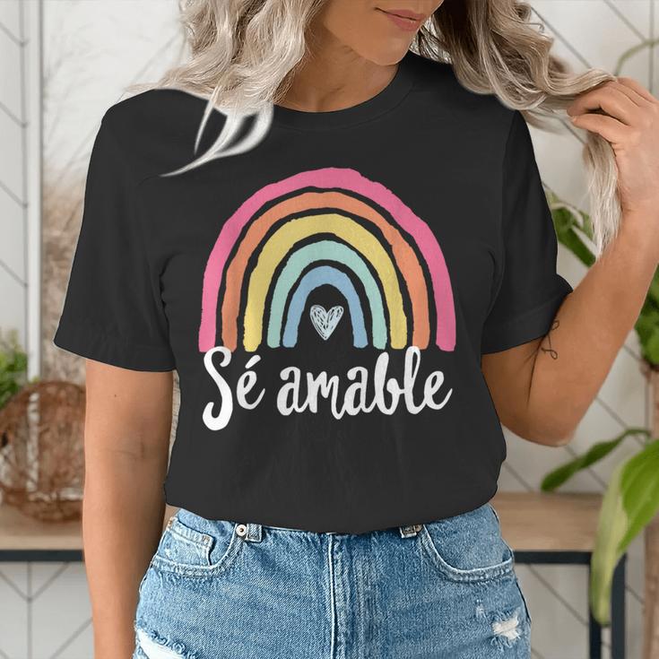 Sé Amable Spanish Bilingual Teacher Be Kind Boho Rainbow Women's T-Shirt, funny gift Sé Amable Spanish Bilingual Teacher Be Kind Boho Rainbow Women's T-Shirt, funny gift