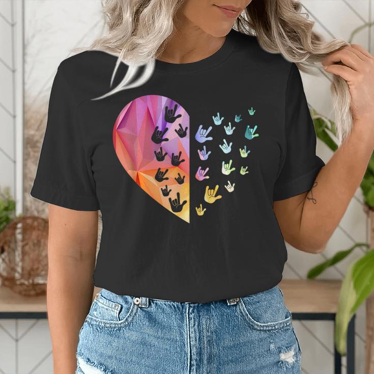 Sign Language Heart ASL For Deaf Teacher Women's T-Shirt, funny gift Sign Language Heart ASL For Deaf Teacher Women's T-Shirt, funny gift