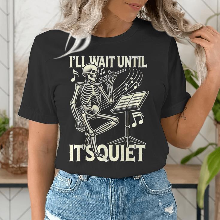 Skeleton Music Teacher I'Ll Wait Until It's Quiet Women's T-Shirt, funny gift