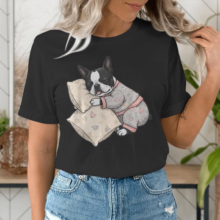 Sleepy Boston Terrier Pajama Men Women Kids Women's T-Shirt, funny gift