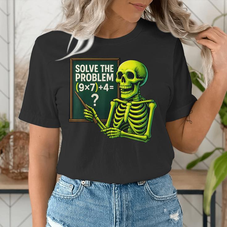 Solve The Problem Skeleton Teacher Halloween Math Six Seven Women's T-Shirt, funny gift Solve The Problem Skeleton Teacher Halloween Math Six Seven Women's T-Shirt, funny gift