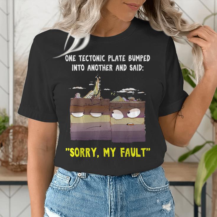 Sorry My Fault Earthquake Tectonic Plate Science Teacher Pun Women's T-Shirt, Science Teacher Shirts, funny gift Sorry My Fault Earthquake Tectonic Plate Science Teacher Pun Women's T-Shirt, Science Teacher Shirts, funny gift