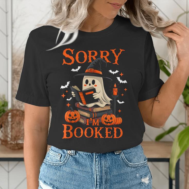 Sorry I'm Booked Ghost Reading Book Lover Teacher Halloween Women's T-Shirt, funny gift Sorry I'm Booked Ghost Reading Book Lover Teacher Halloween Women's T-Shirt, funny gift
