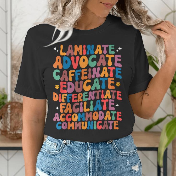 Sped Caffeinate Advocate Laminate Educate Teacher Men Women Kids Women's T-Shirt, funny gift Sped Caffeinate Advocate Laminate Educate Teacher Men Women Kids Women's T-Shirt, funny gift