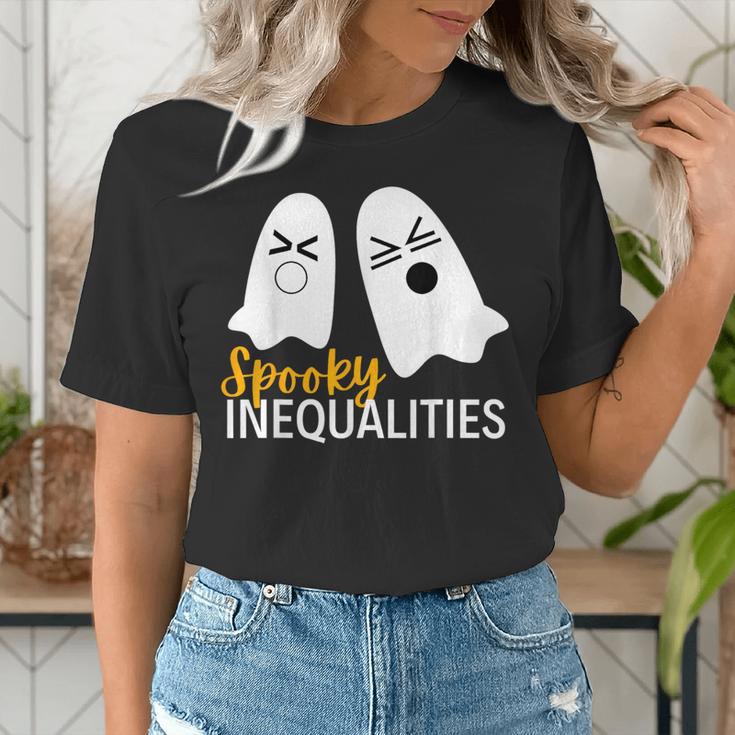 Spooky Ghost Inequalities Halloween Math Teacher Women's T-Shirt, funny gift Spooky Ghost Inequalities Halloween Math Teacher Women's T-Shirt, funny gift