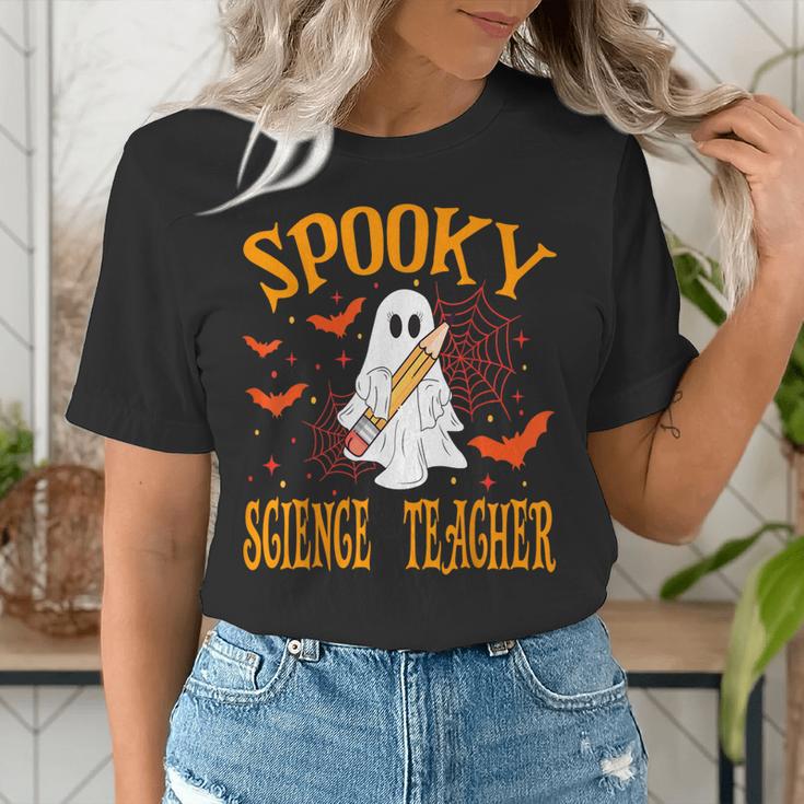 Spooky Science Teacher Ghost Halloween School Women Women's T-Shirt, Science Teacher Shirts, funny gift
