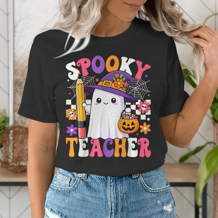 Spooky Teacher Ghost Pencil Teach Halloween Teacher Women's T-Shirt, funny gift Spooky Teacher Ghost Pencil Teach Halloween Teacher Women's T-Shirt, funny gift