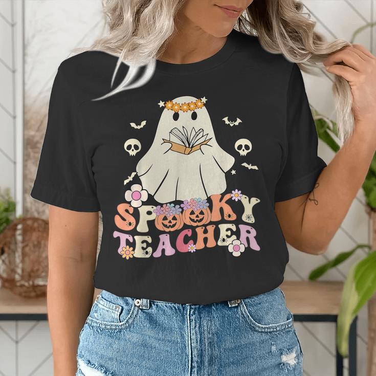 Spooky Teacher Groovy Retro Ghost Teacher Halloween 2023 For Men Women Kids Women's T-Shirt, Groovy Teacher Shirts, funny gift Spooky Teacher Groovy Retro Ghost Teacher Halloween 2023 For Men Women Kids Women's T-Shirt, Groovy Teacher Shirts, funny gift