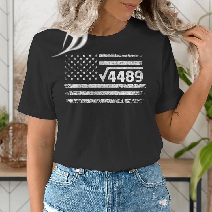 Square Root 4489 Slang Math Teacher Six Seven 6 7 USA Flag Women's T-Shirt, funny gift Square Root 4489 Slang Math Teacher Six Seven 6 7 USA Flag Women's T-Shirt, funny gift