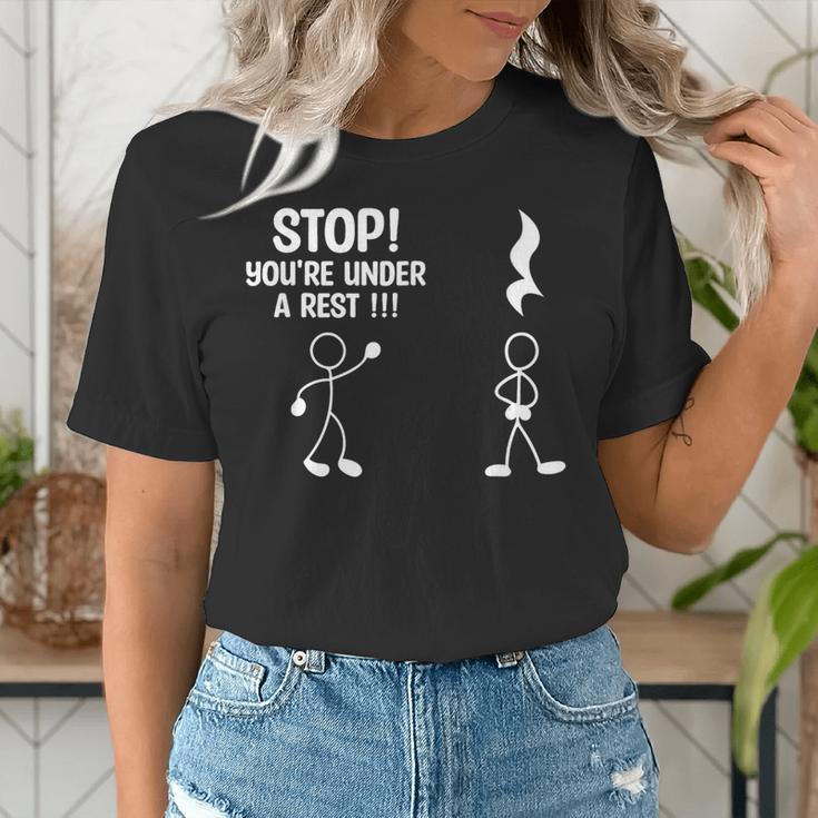 Stop You'Re Under A Rest Music Teacher Women's T-Shirt, funny gift