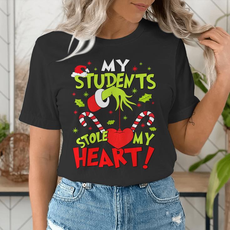 My Students Stole My Heart Teacher Holiday Merry Christmas Women's T-Shirt, funny gift
