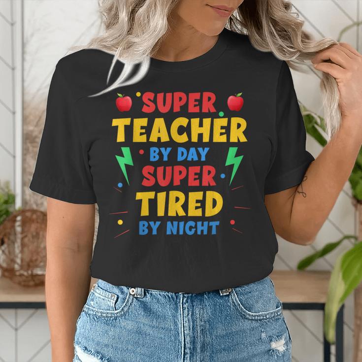 Super Teacher By Day Super Tired By Night Teacher For Men Women Women's T-Shirt, Super Teacher Shirts, funny gift