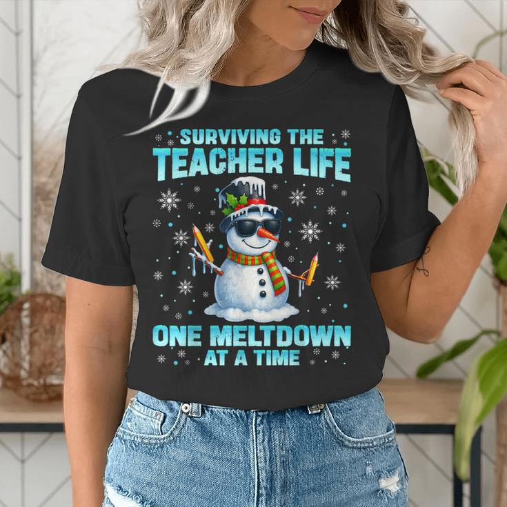 Surviving The Teacher Life Pjs Pajamas Christmas Xmas Teache Women's T-Shirt, funny gift