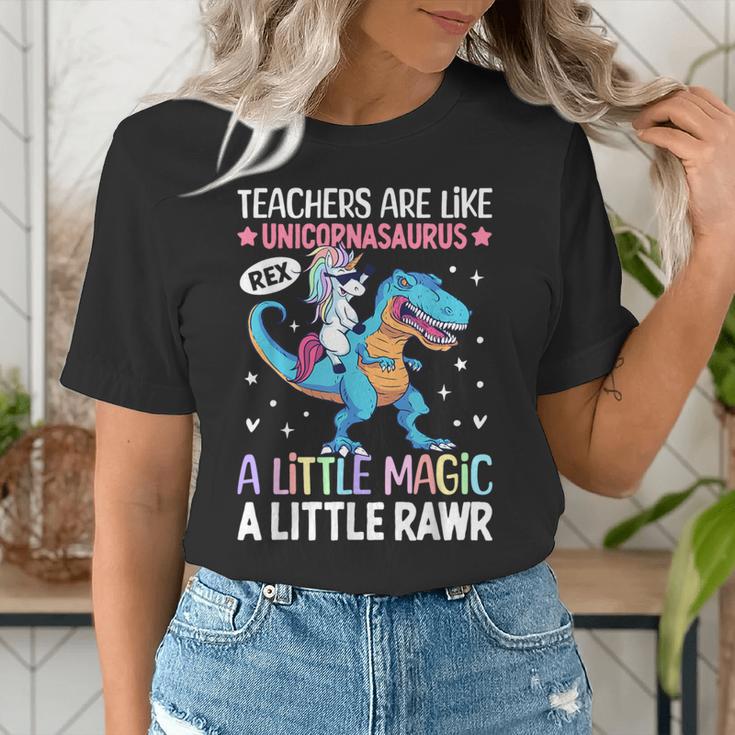 T Rex Dinosaur Unicorn Teachers Are Like Unicornasaurus Rex Women's T-Shirt, funny gift T Rex Dinosaur Unicorn Teachers Are Like Unicornasaurus Rex Women's T-Shirt, funny gift