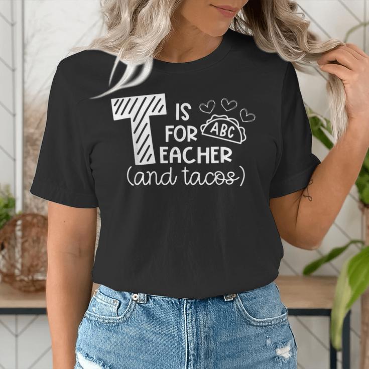 T Is For Teacher And Tacos For Teacher & Tacos Lovers Men Women Girls Kids Women's T-Shirt, funny gift T Is For Teacher And Tacos For Teacher & Tacos Lovers Men Women Girls Kids Women's T-Shirt, funny gift