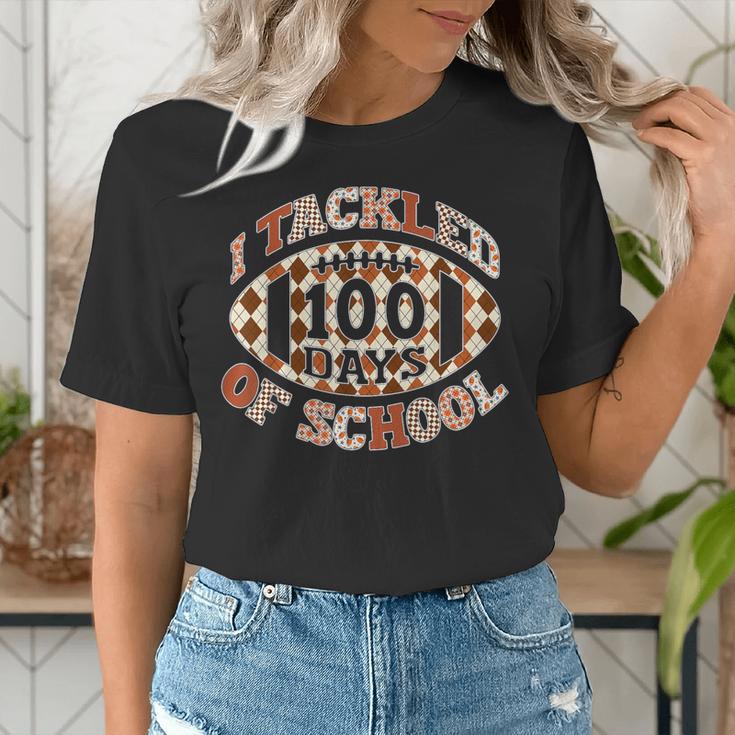 I Tackled 100 Days Of School Football Boys Girls Teachers Women's T-Shirt, funny gift I Tackled 100 Days Of School Football Boys Girls Teachers Women's T-Shirt, funny gift