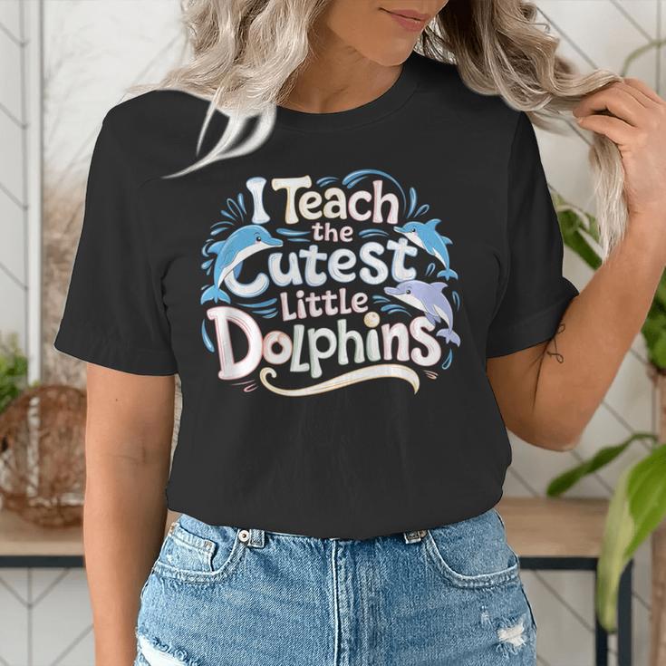 I Teach The Cutest Little Dolphins Cute Animal Teacher Women's T-Shirt, funny gift I Teach The Cutest Little Dolphins Cute Animal Teacher Women's T-Shirt, funny gift