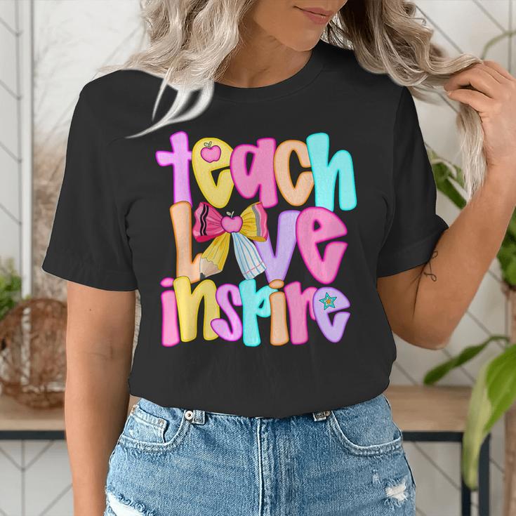 Teach Love Inspire Preppy Back To School Teacher Women Women's T-Shirt, funny gift Teach Love Inspire Preppy Back To School Teacher Women Women's T-Shirt, funny gift