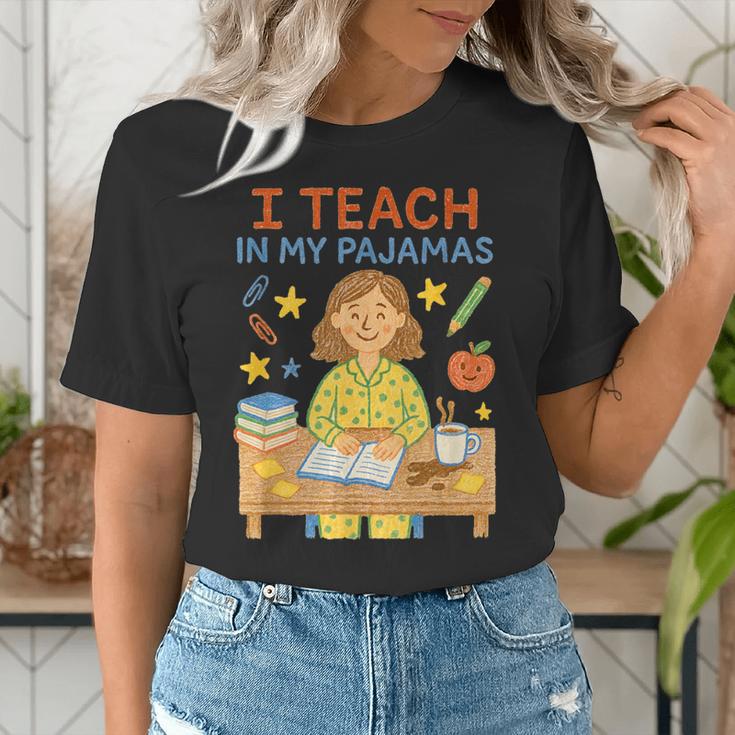 I Teach In My Pajamas Crayon Home School Teacher PJs Women's T-Shirt, funny gift I Teach In My Pajamas Crayon Home School Teacher PJs Women's T-Shirt, funny gift