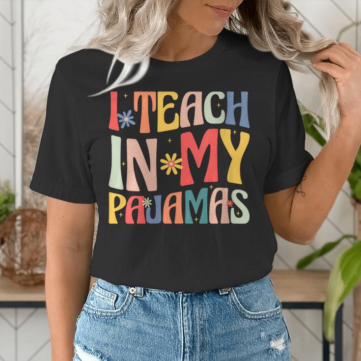 I Teach In My Pajamas Retro Groovy Teacher Humor Women's T-Shirt, Groovy Teacher Shirts, funny gift I Teach In My Pajamas Retro Groovy Teacher Humor Women's T-Shirt, Groovy Teacher Shirts, funny gift
