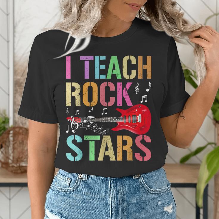 I Teach Rockstars Band Vibes Teacher Rocks My Music Teaching Women's T-Shirt, funny gift