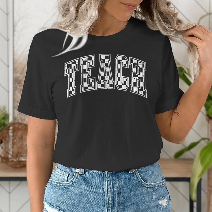 Teach Teacher Checkered First Day Of School Back To School Women's T-Shirt, funny gift Teach Teacher Checkered First Day Of School Back To School Women's T-Shirt, funny gift