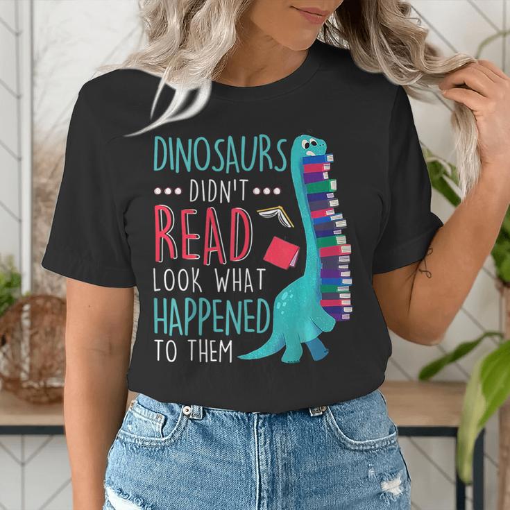 Teacher Dinosaurs Didnt Read Look What Happened Book Reading Women's T-Shirt, funny gift Teacher Dinosaurs Didnt Read Look What Happened Book Reading Women's T-Shirt, funny gift