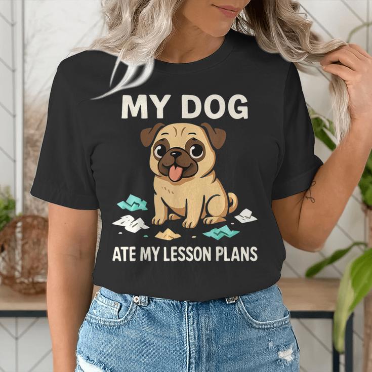 Teacher My Dog Ate My Lesson Plans School Staff Women's T-Shirt, funny gift
