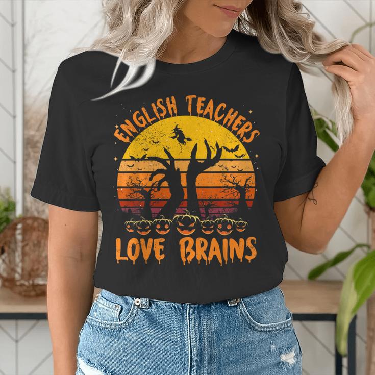 Teacher Halloween All English Teachers Love Brains Women's T-Shirt, English Teacher Shirts, funny gift Teacher Halloween All English Teachers Love Brains Women's T-Shirt, English Teacher Shirts, funny gift