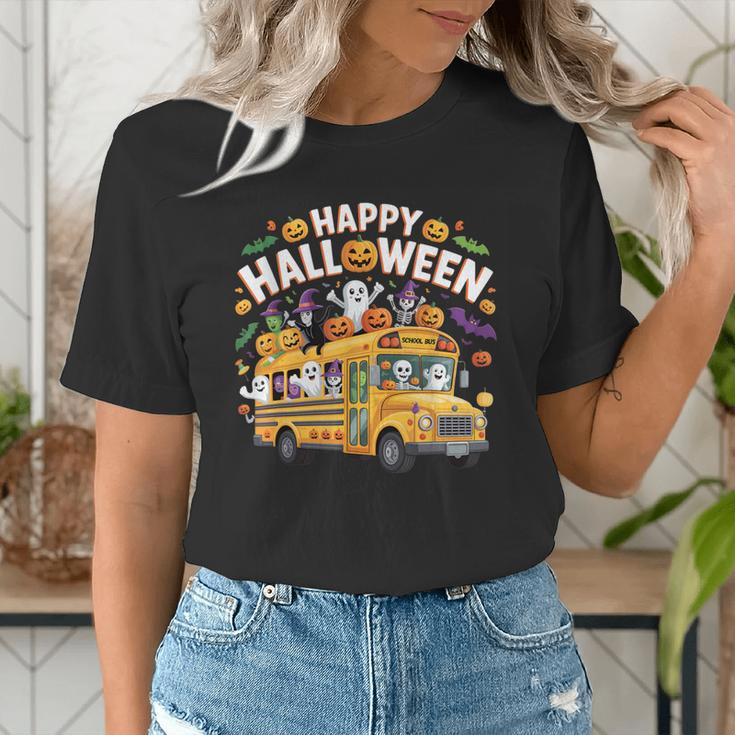 Teacher Halloween School Bus Driver Cute Ghost Witch Party Women's T-Shirt, funny gift