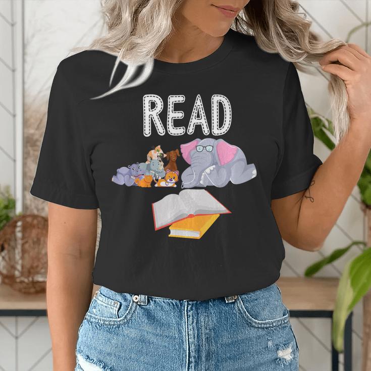 Teacher Library Read Book Club Piggie Elephant Pigeons Men Women Kids Women's T-Shirt, funny gift